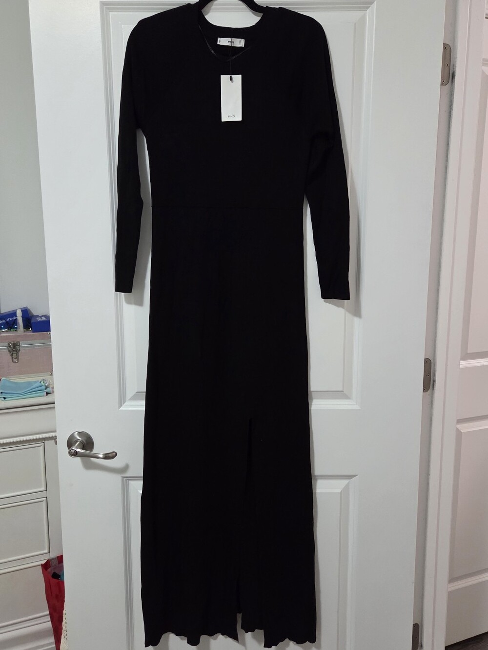 Mango Black Long-Sleeve Maxi Dress